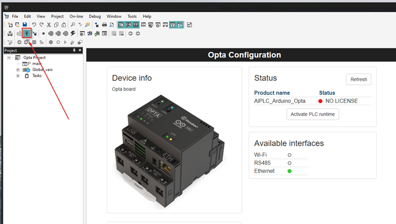 Verbinding met PLC Screenshot